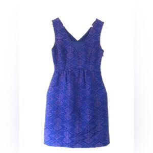 EUC Anthropologie Maeve - Royal Blue Avery Aztec Brocade Size 0 Dress